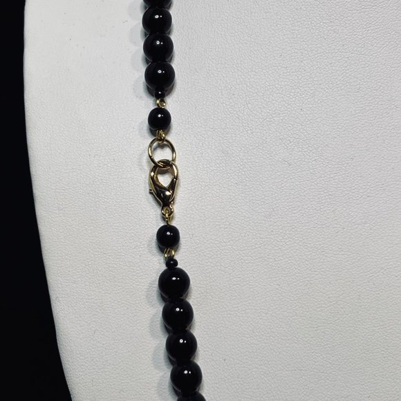 Vintage Black Glass Beaded Necklace (5117) - Picture 5 of 7